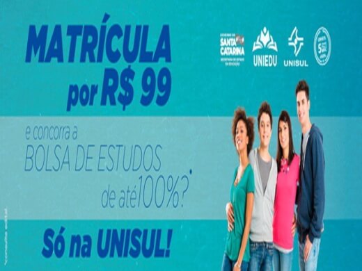 Matrícula por R$99 e bolsa de estudos de até 100%? Só na Unisul!