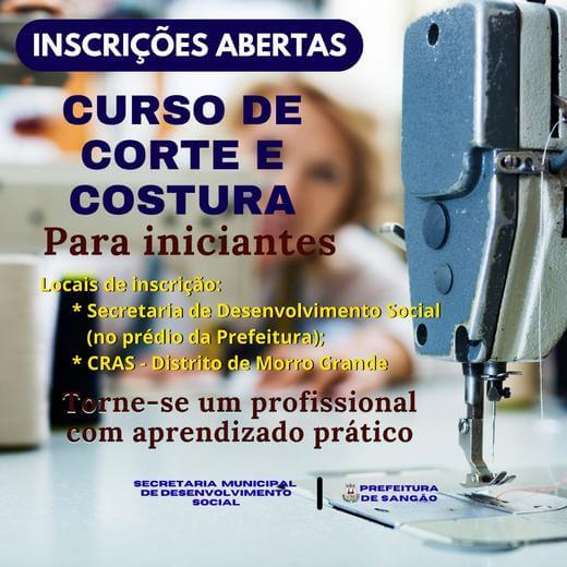 Sangão tem inscrições abertas para o curso de corte e costura