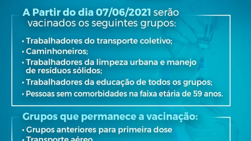 Vacinação Para Diversos Grupos de Profissionais a partir do dia 07 de Junho