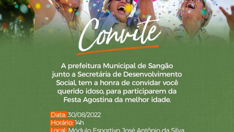 Município de Sangão irá realizar Festa Agostina da melhor idade