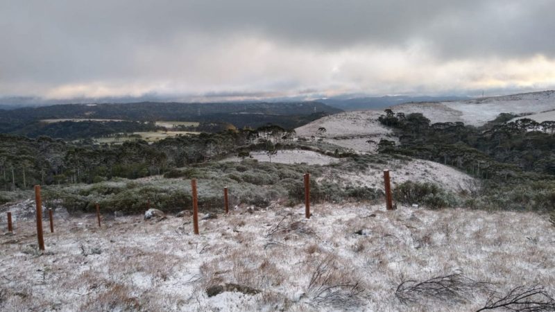 Primavera começa com registro inusitado de neve em Santa Catarina