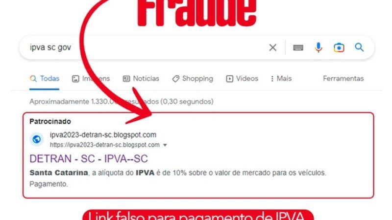 Detran/SC alerta para golpe de site falso oferecendo desconto no IPVA