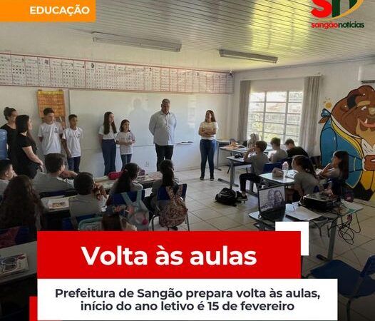 Prefeitura de Sangão prepara volta às aulas, com início do ano letivo em 15 de fevereiro