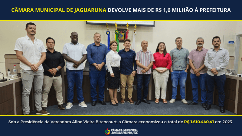 Câmara de Jaguaruna devolve mais de R$1,6 milhão à Prefeitura 